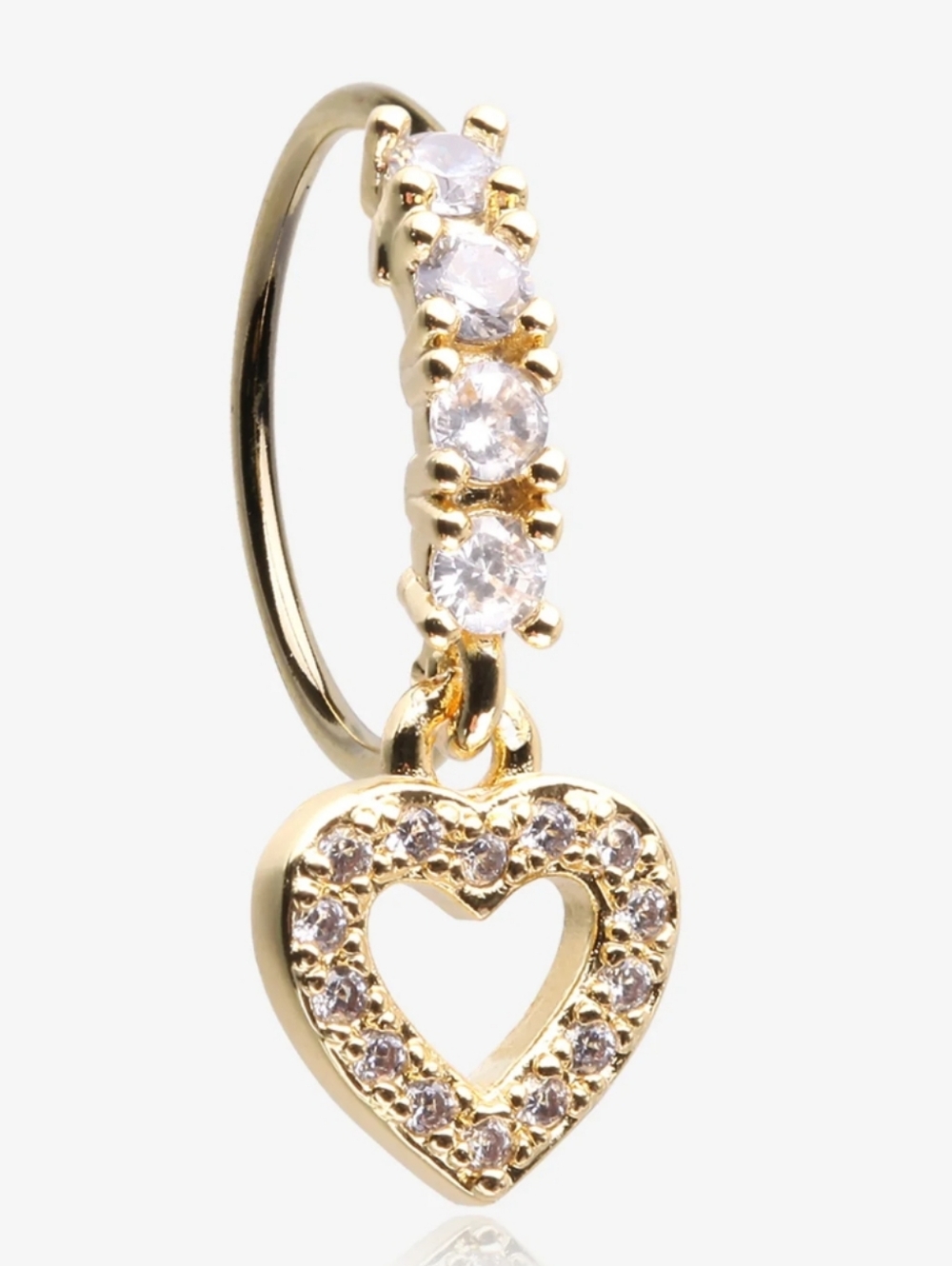 Dangle nose Ring with Clear Gem Accents